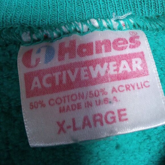 Vintage Hanes Blank Crewneck Sweatshirt Teal - Picture 3 of 5